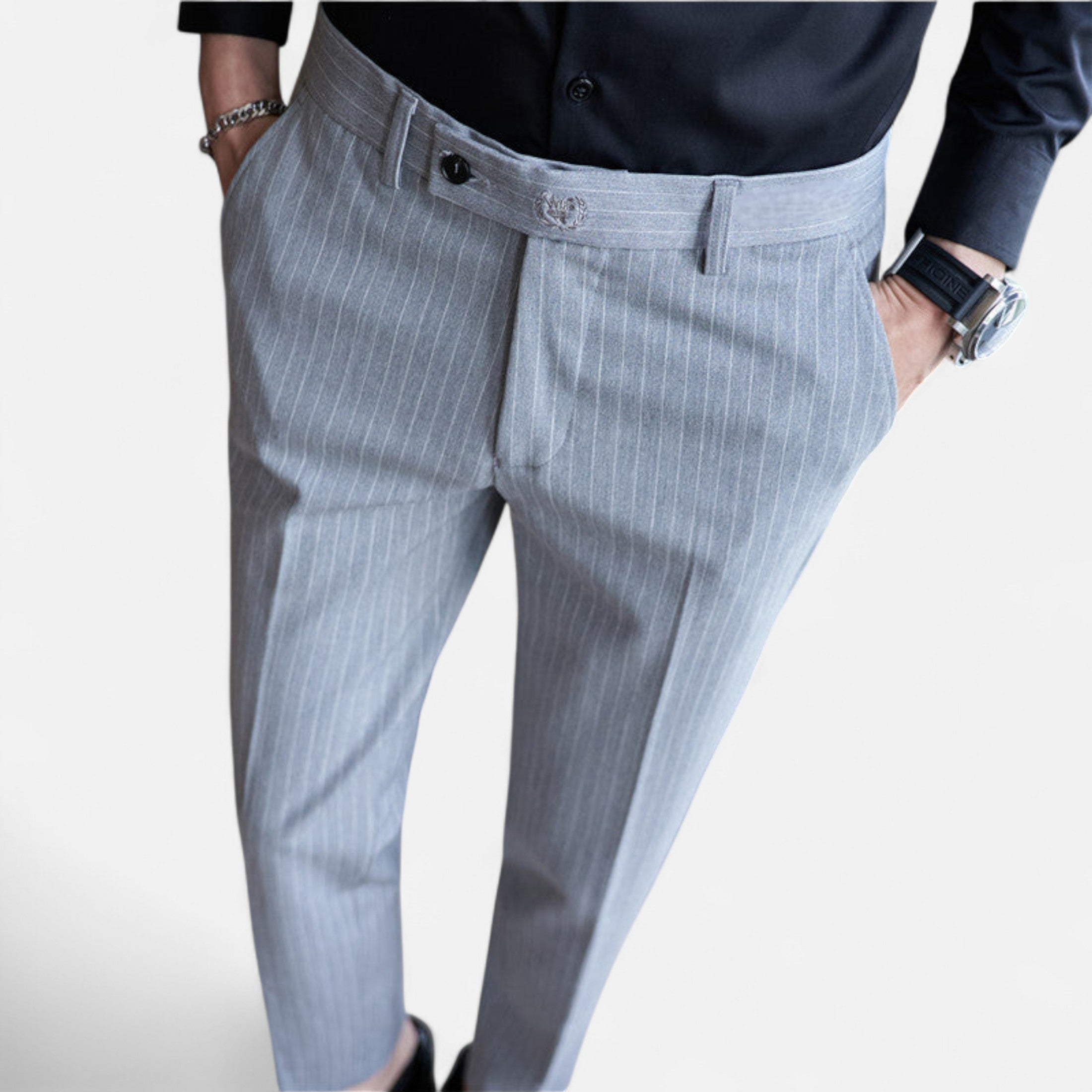 Mireaux Fashion | Men’s Slim Fit Business Striped Trousers
