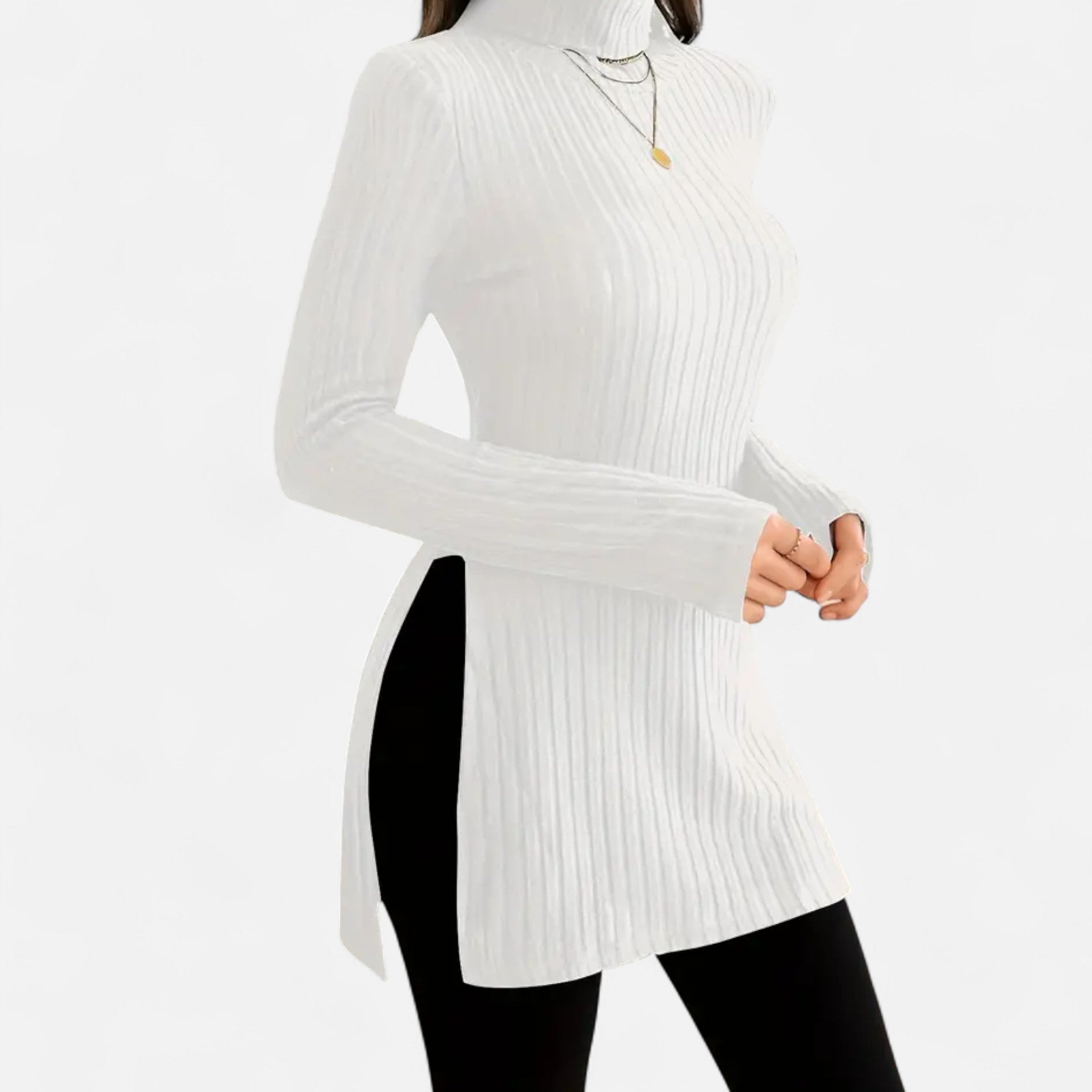 Mireaux Fashion | Women’s Elegant High-Neck Ribbed Sweater