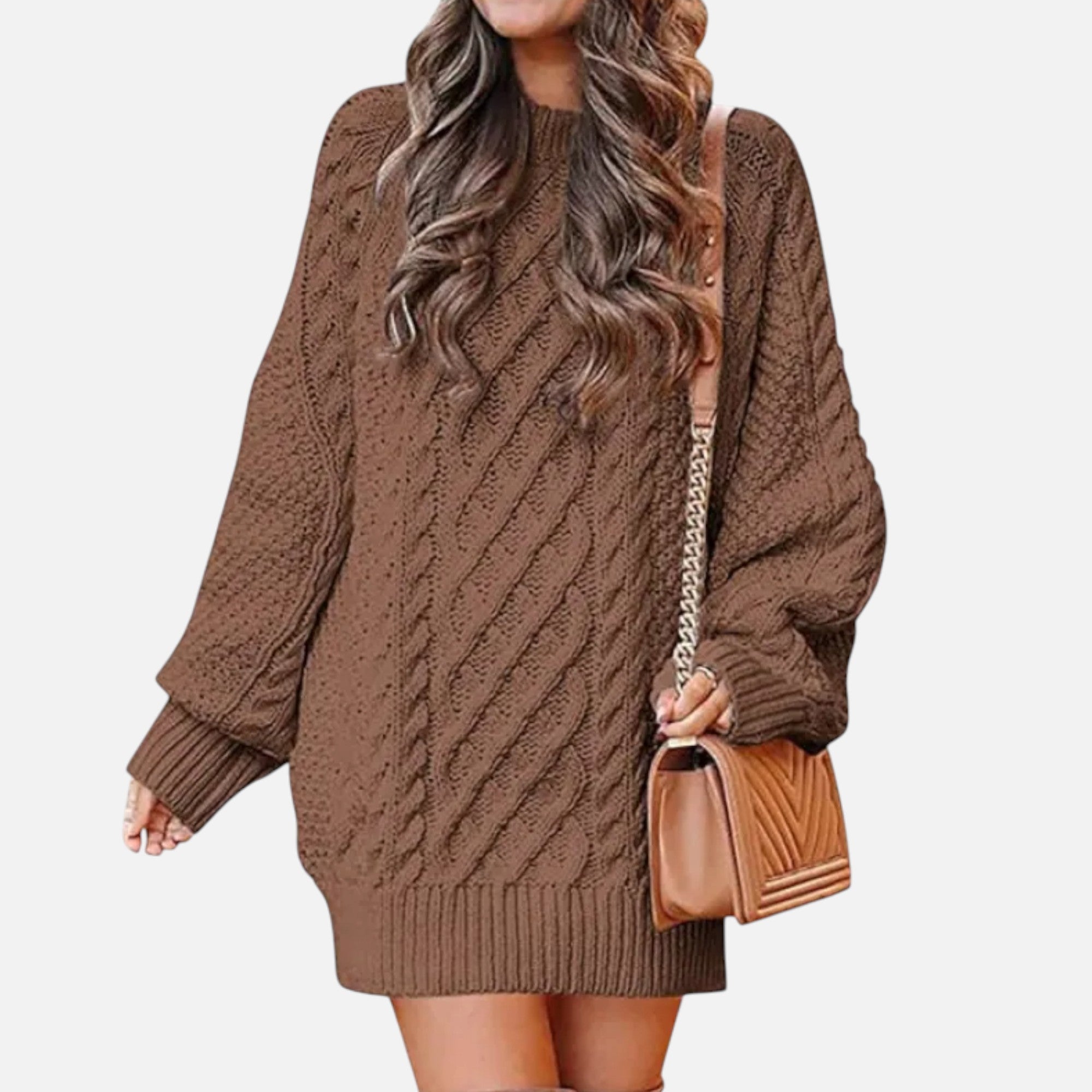 Mireaux Fashion | Women’s Cable Knit Long Sleeve Dress