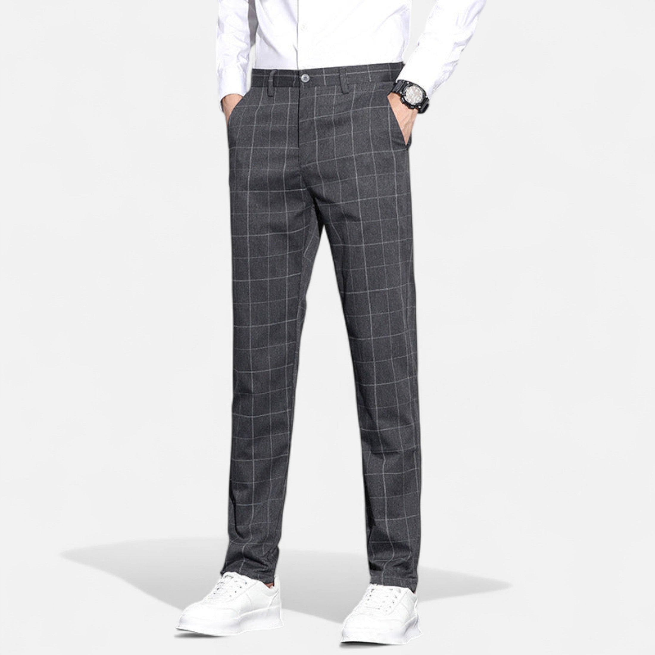 Mireaux Fashion | Men’s Elegant Plaid Straight-Leg Trousers