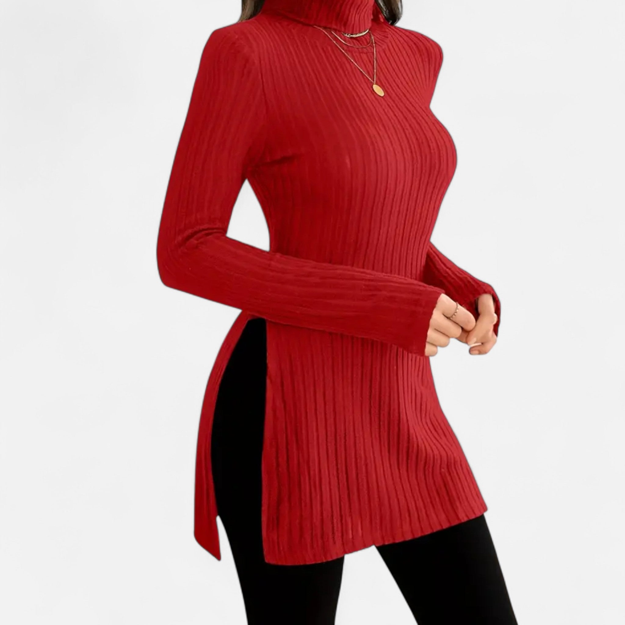 Mireaux Fashion | Women’s Elegant High-Neck Ribbed Sweater