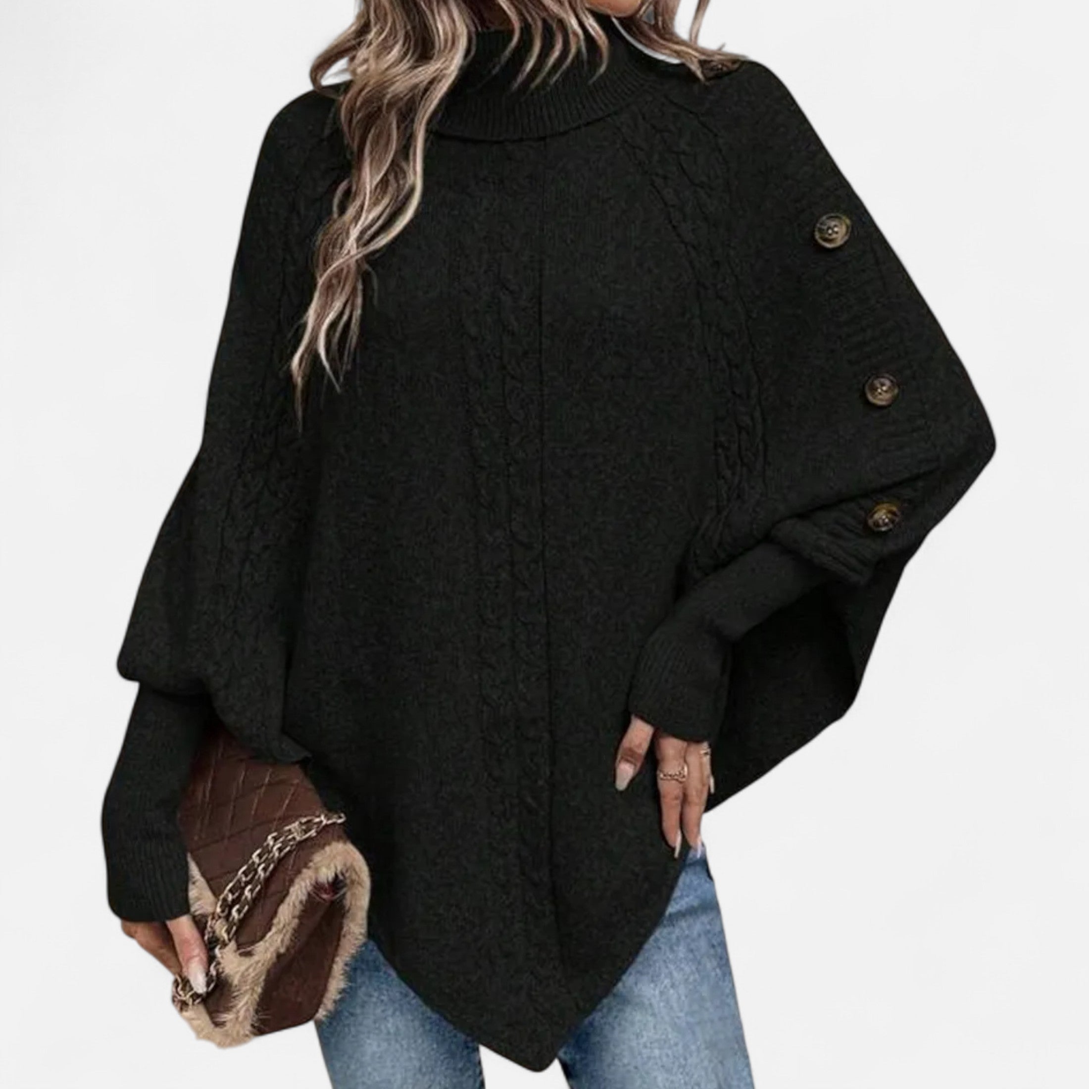 Mireaux Fashion | Women’s High Neck Poncho Sweater