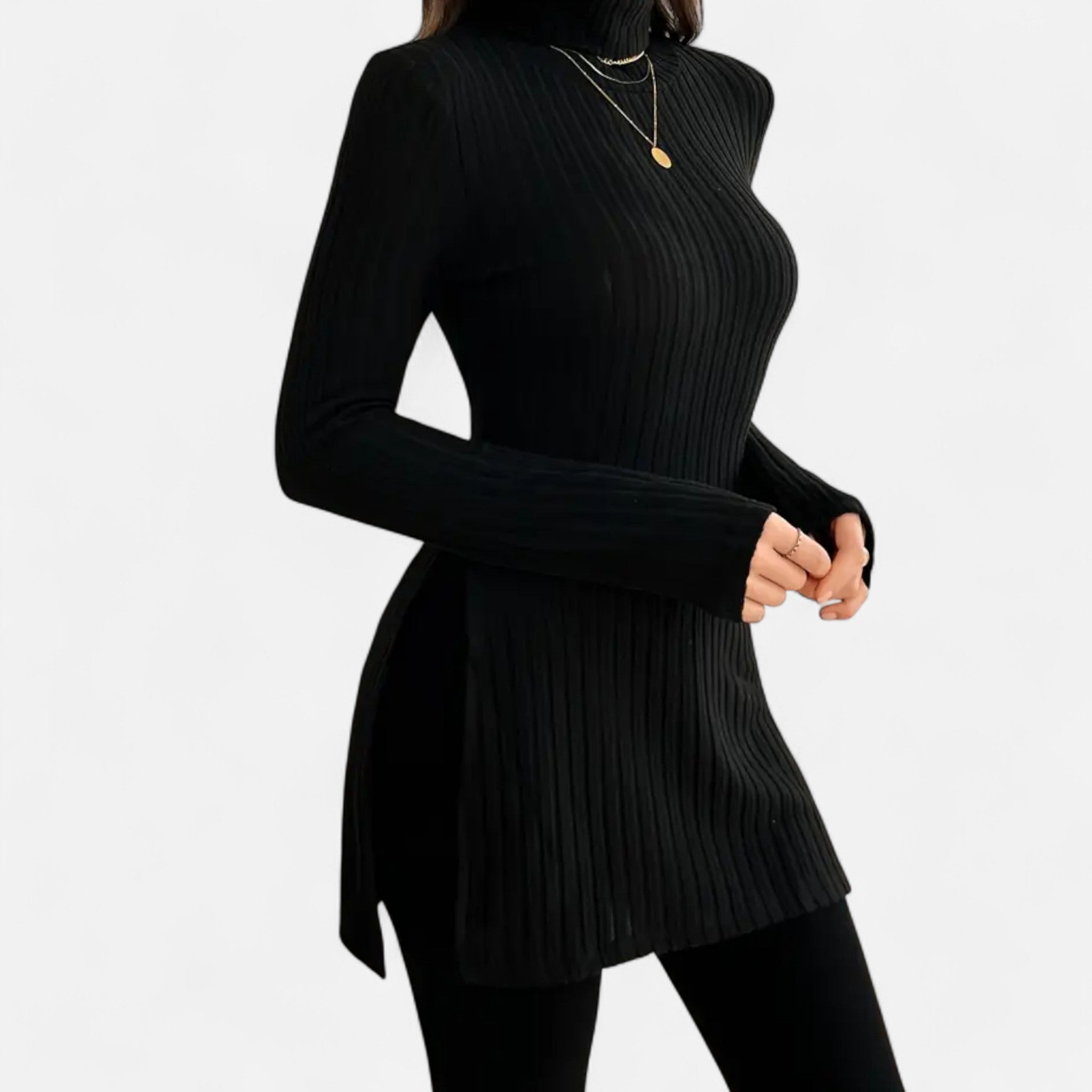 Mireaux Fashion | Women’s Elegant High-Neck Ribbed Sweater