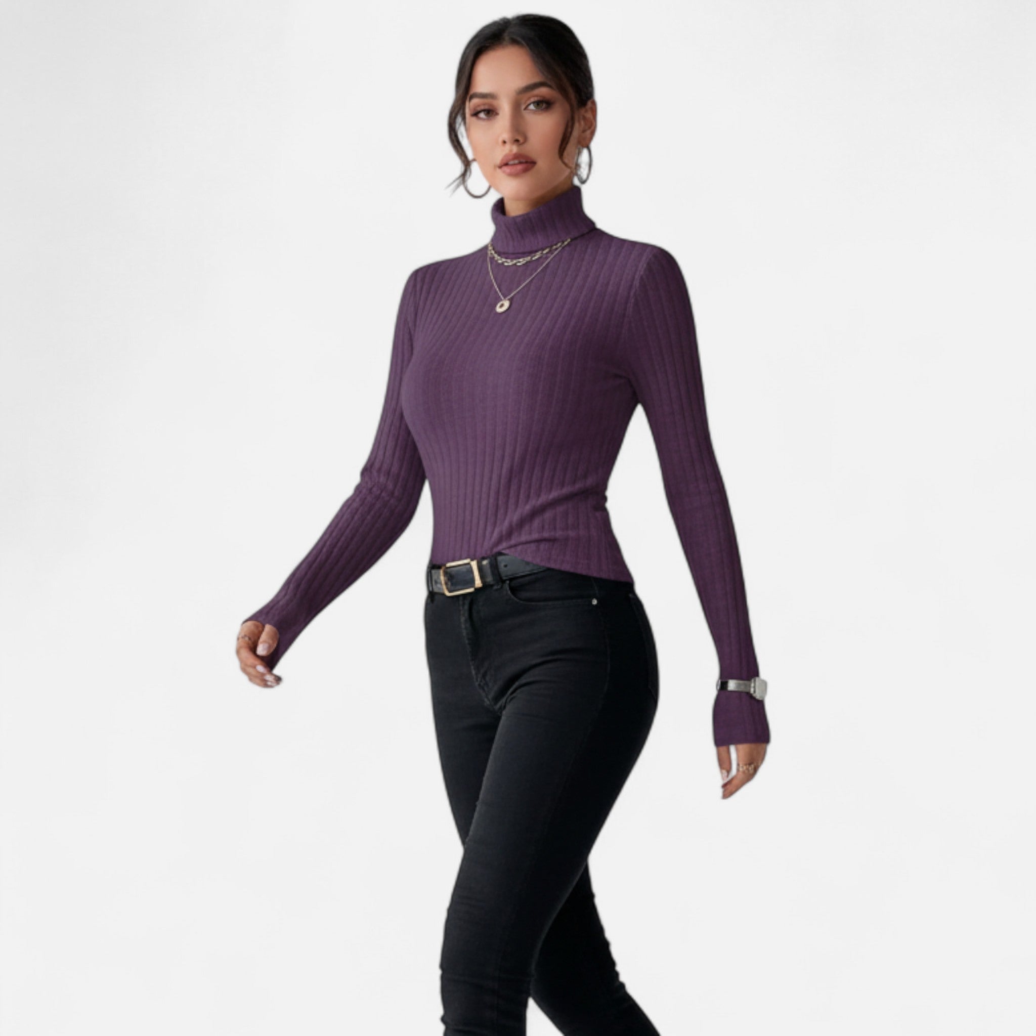 Mireaux Fashion | Women’s Long Sleeve Turtle Neck Sweater