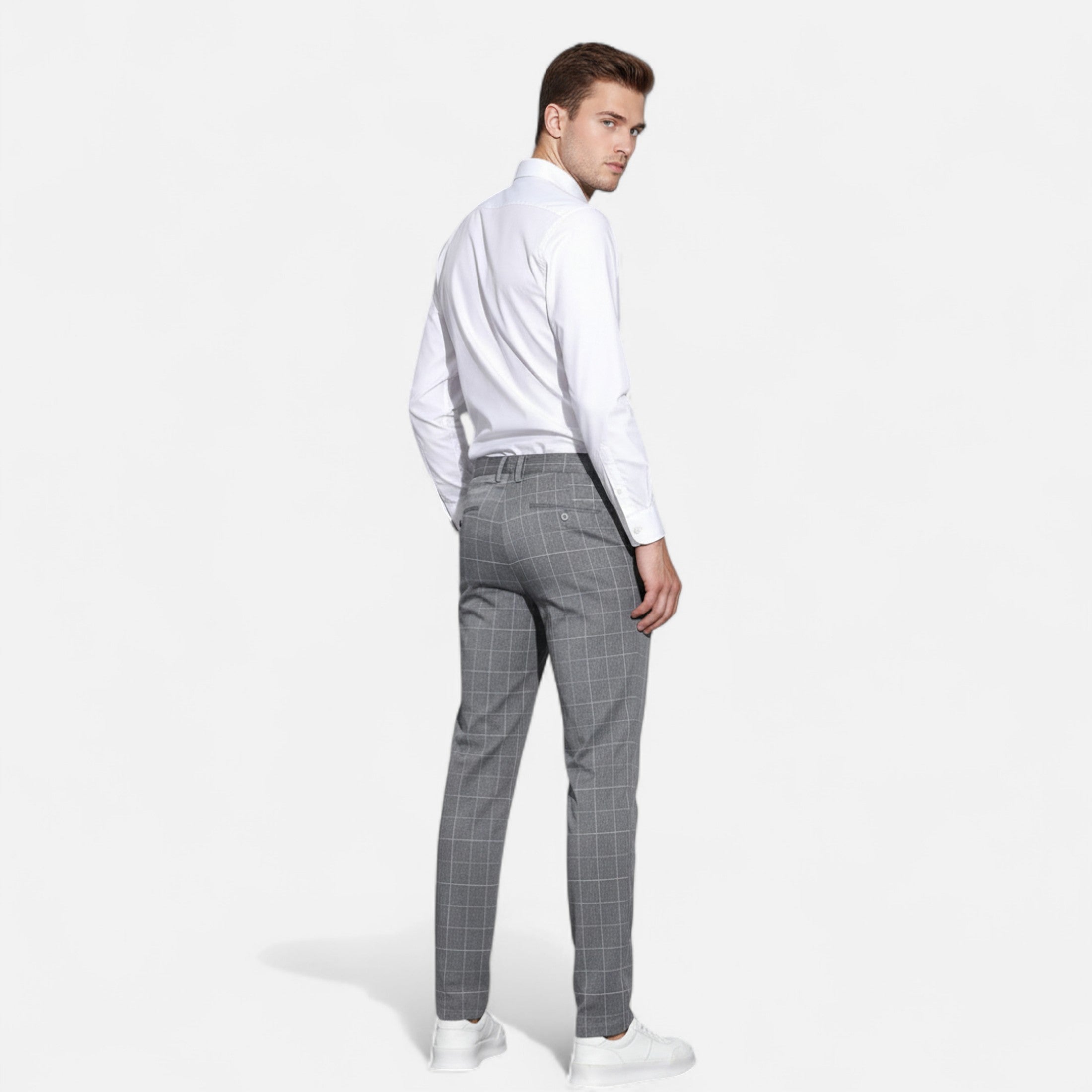 Mireaux Fashion | Men’s Elegant Plaid Straight-Leg Trousers