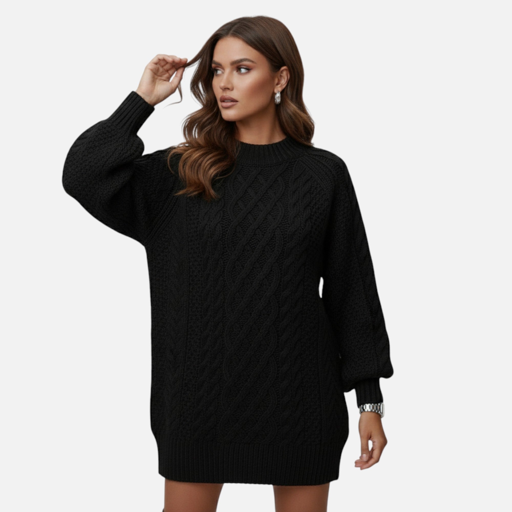 Mireaux Fashion | Women’s Cable Knit Long Sleeve Dress