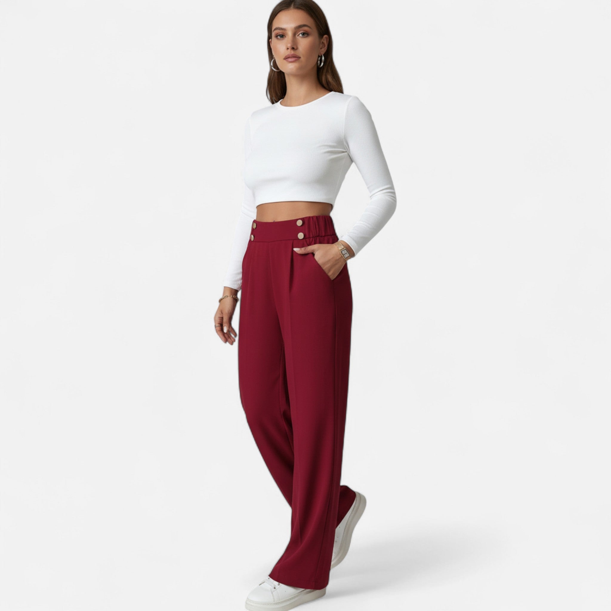 Mireaux Fashion | Women’s Elegant High-Waist Trousers