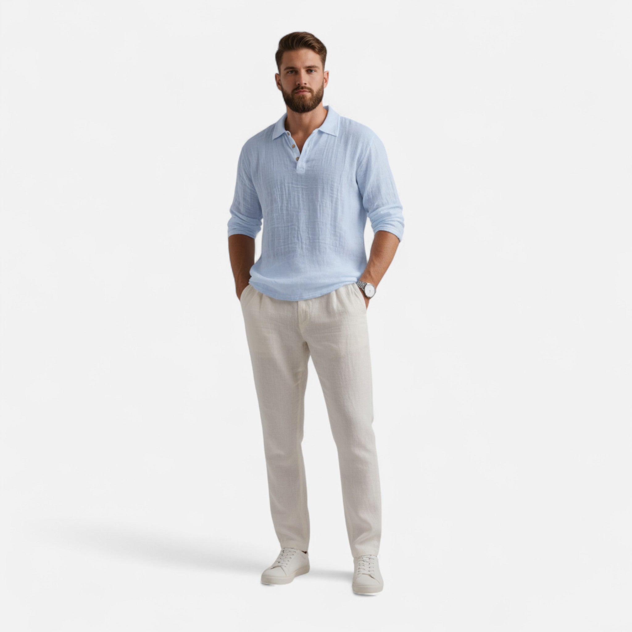 Mireaux Fashion | Men’s Long Sleeved Linen Shirt