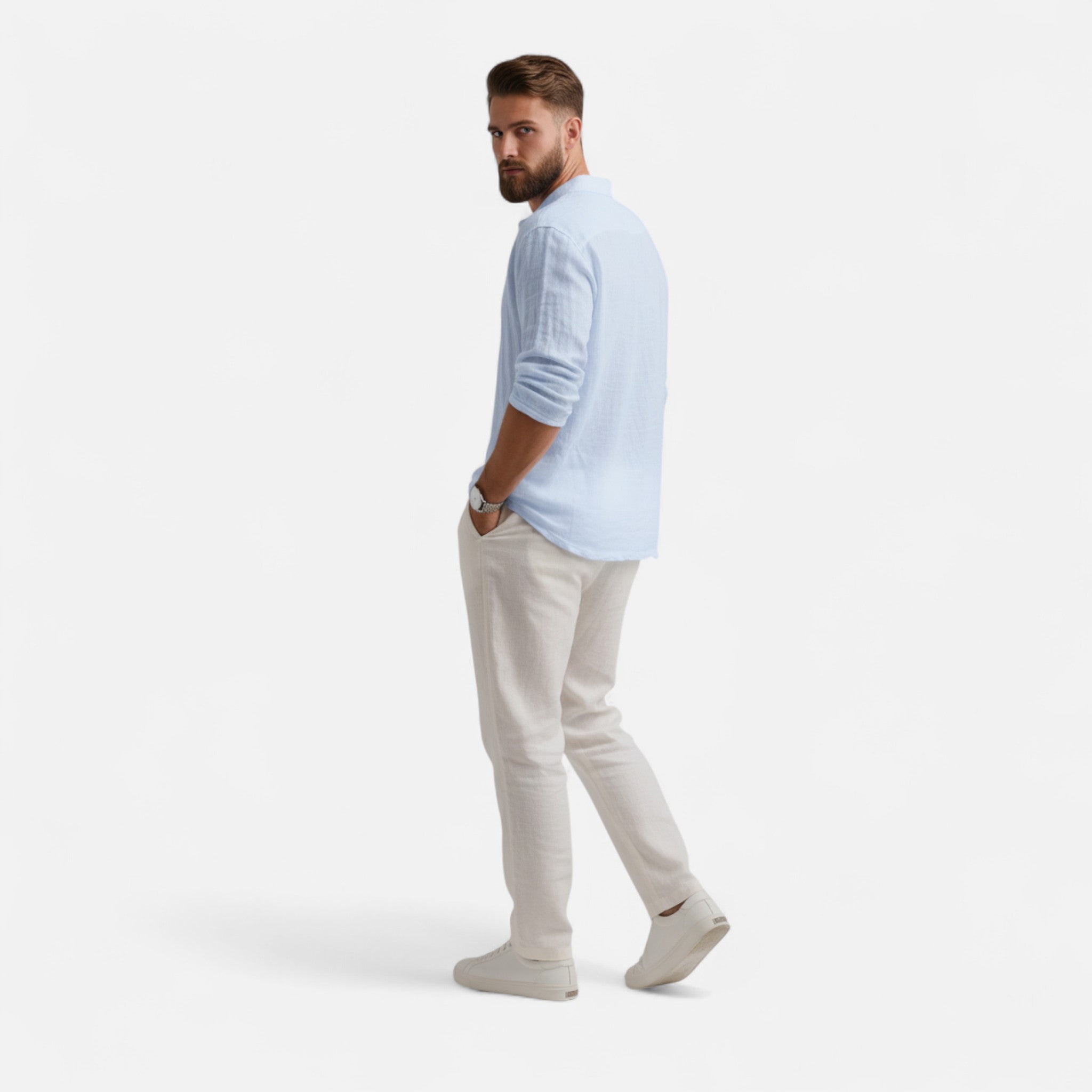 Mireaux Fashion | Men’s Long Sleeved Linen Shirt