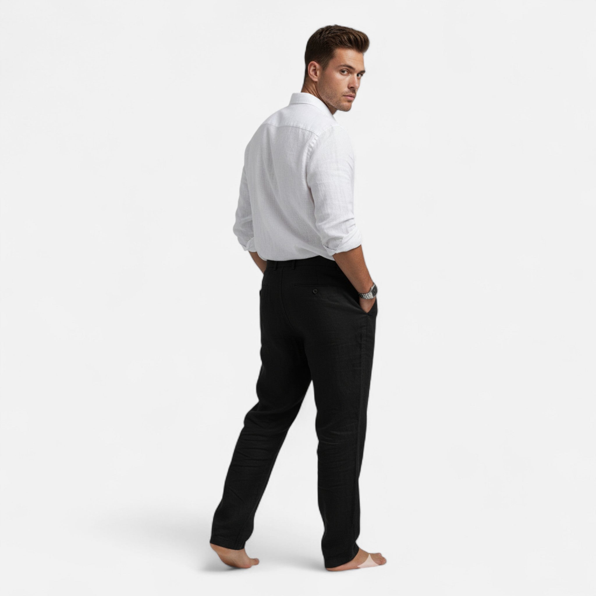 Mireaux Fashion | Men’s Straight Fit Linen Trousers