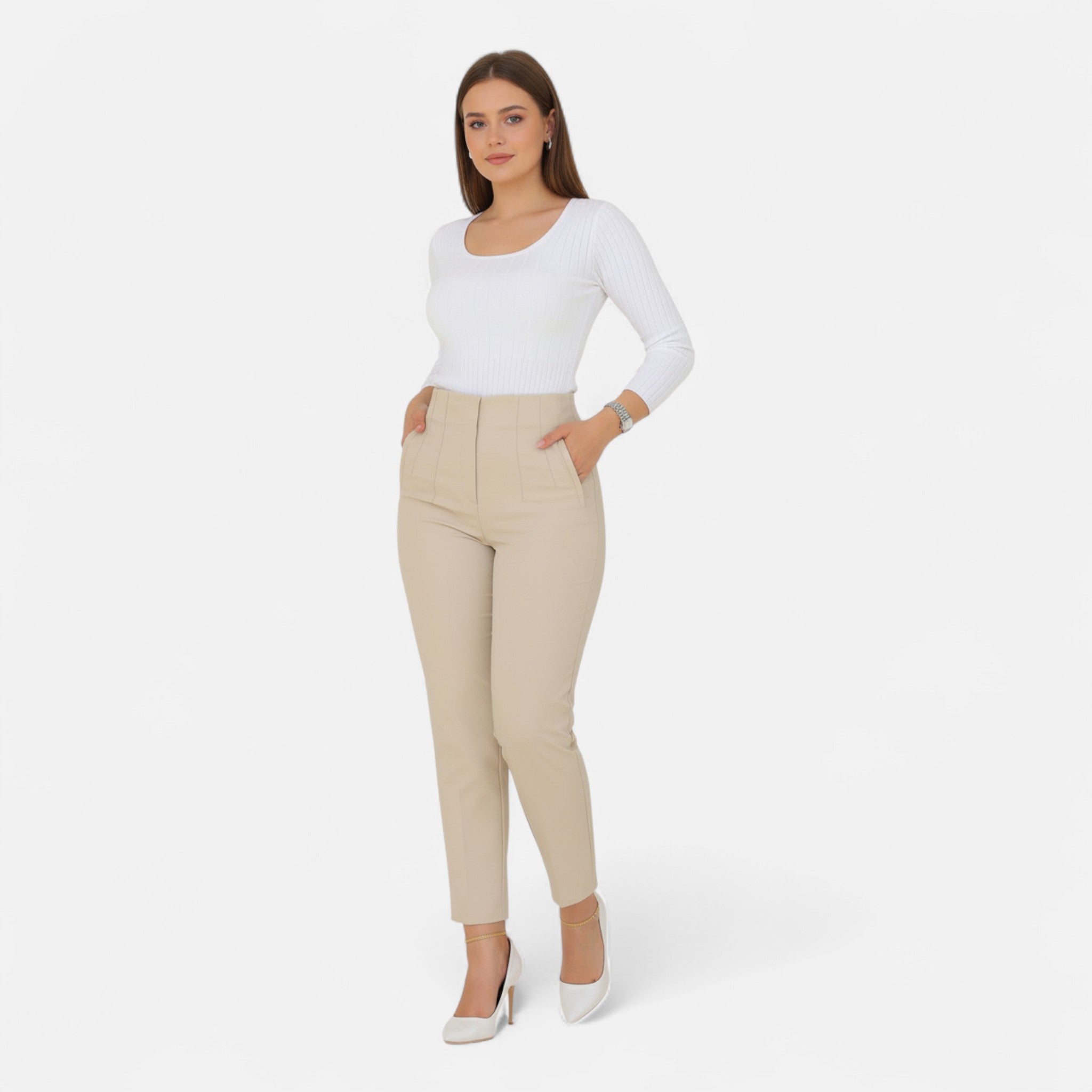 Mireaux Fashion | Women’s High Waist Slim Fit Tapered Pants
