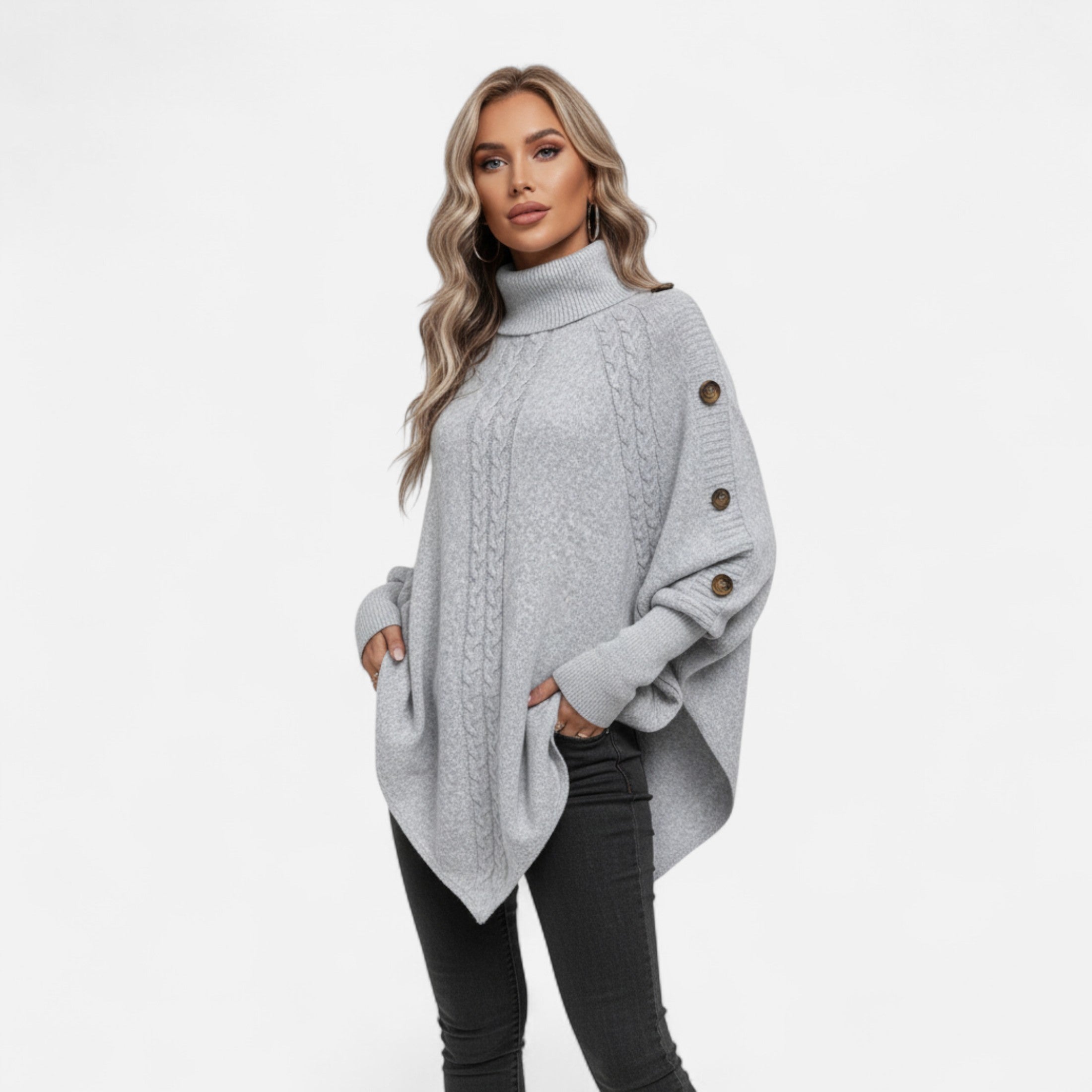 Mireaux Fashion | Women’s High Neck Poncho Sweater