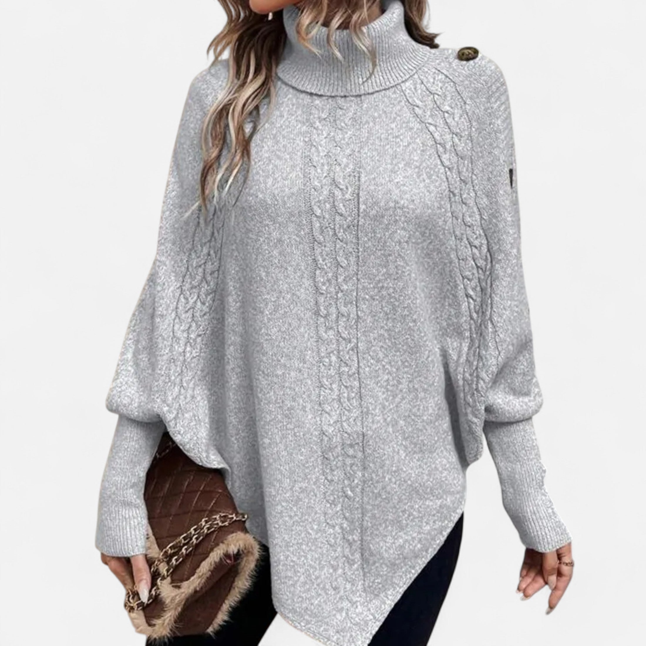 Mireaux Fashion | Women’s High Neck Poncho Sweater