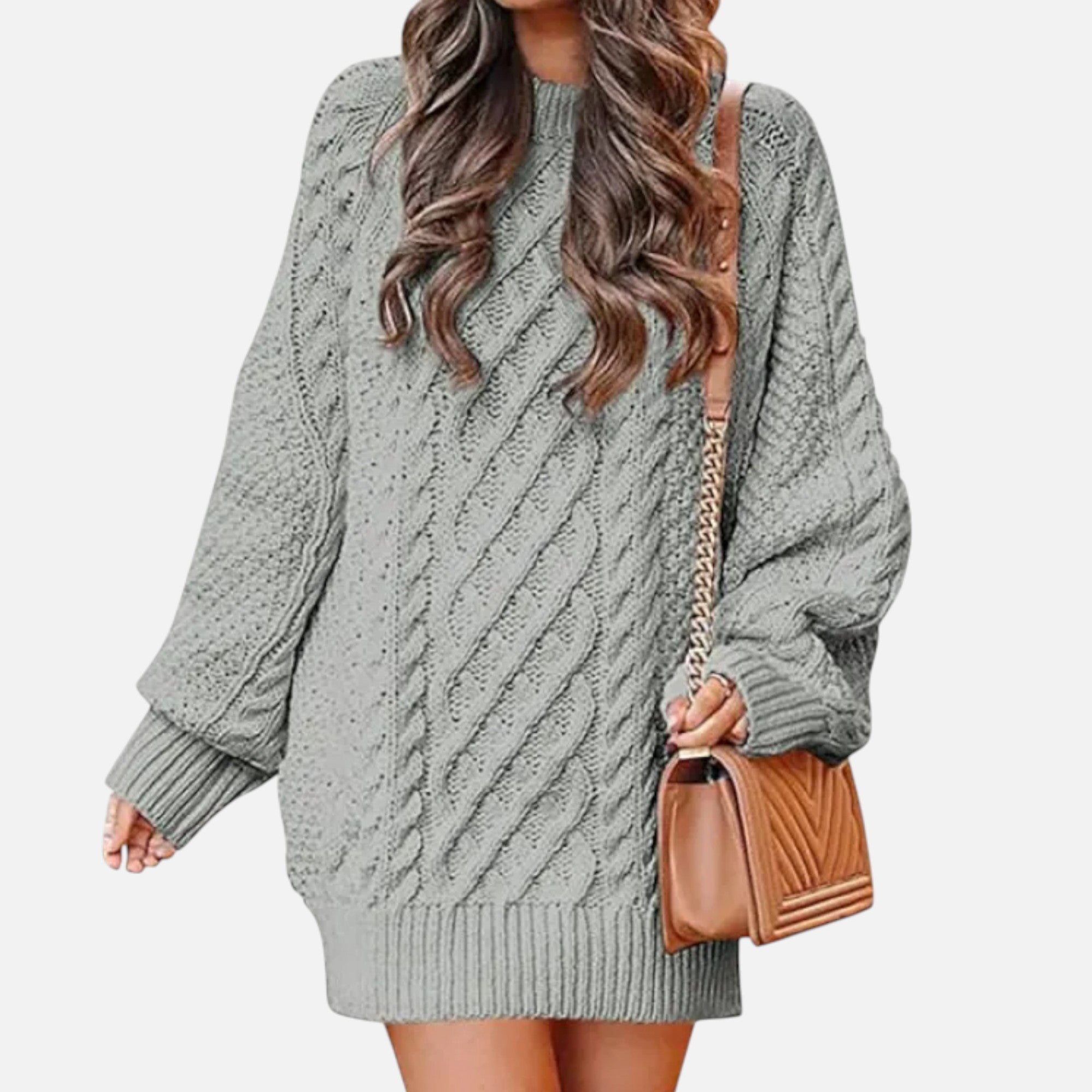 Mireaux Fashion | Women’s Cable Knit Long Sleeve Dress