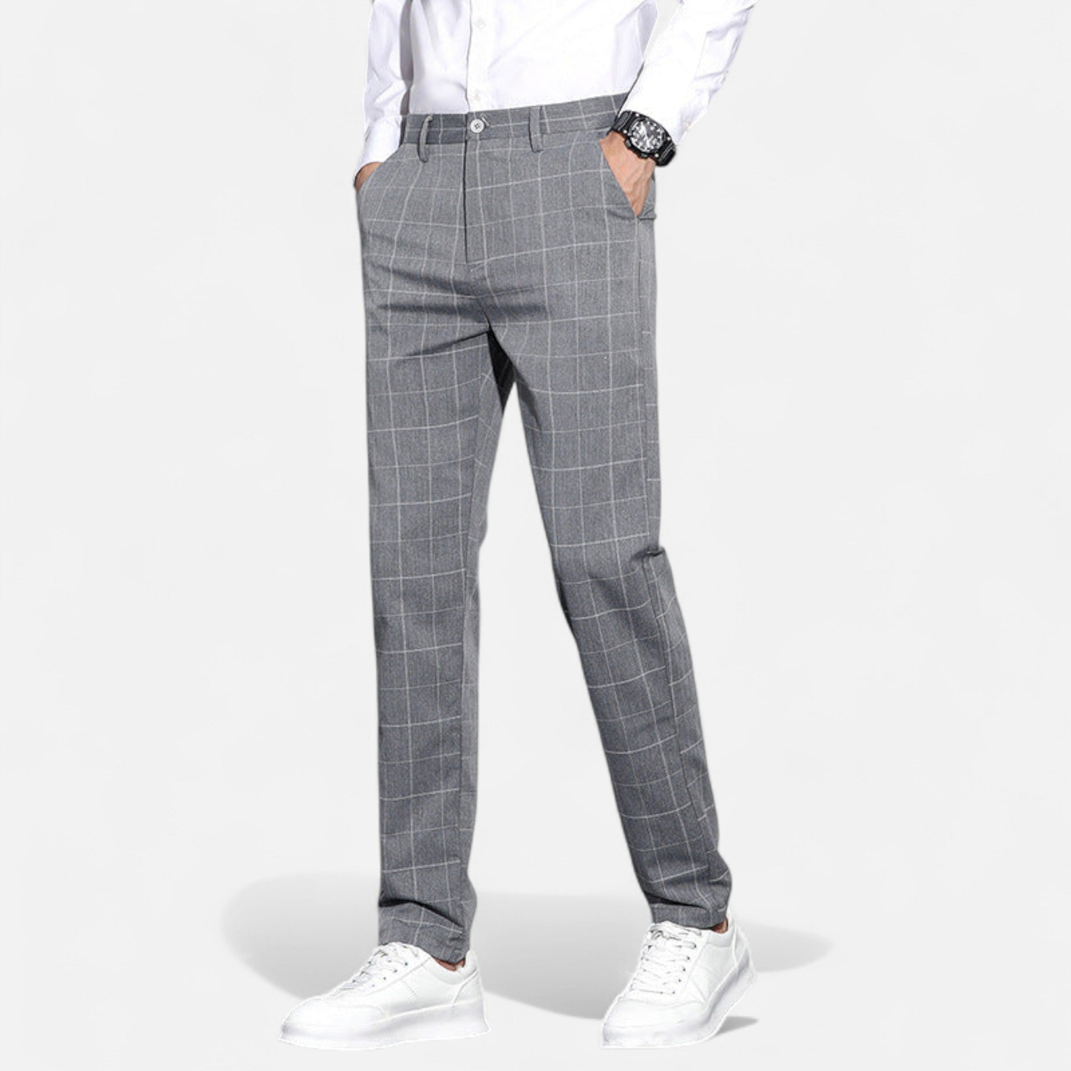 Mireaux Fashion | Men’s Elegant Plaid Straight-Leg Trousers