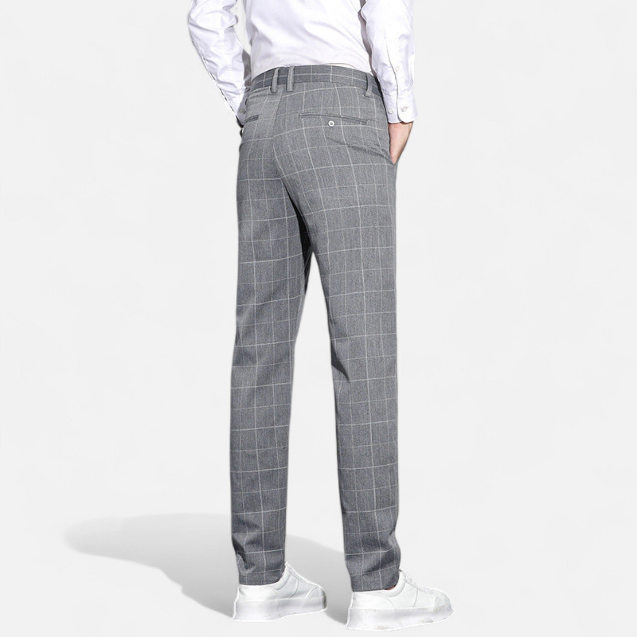 Mireaux Fashion | Men’s Elegant Plaid Straight-Leg Trousers