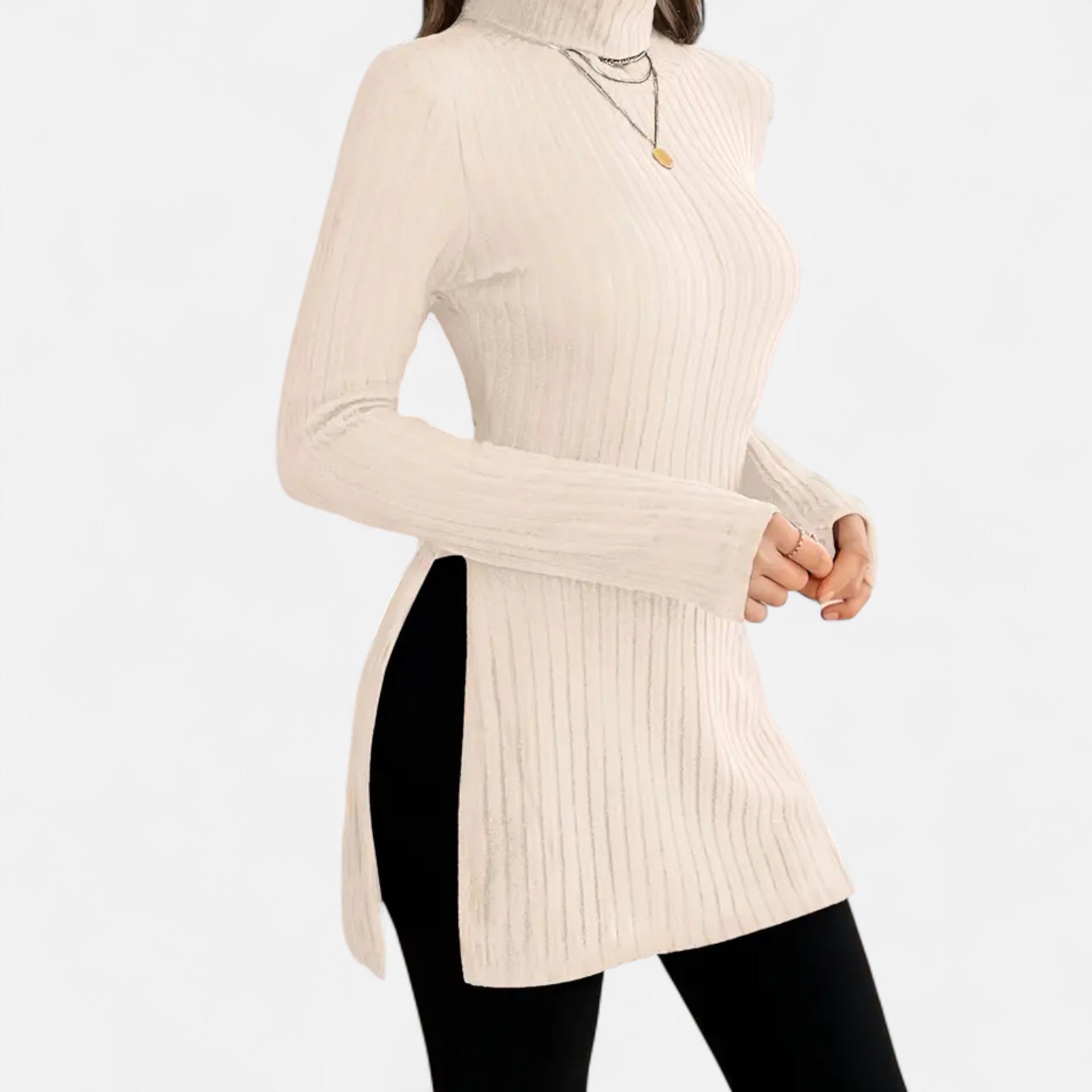 Mireaux Fashion | Women’s Elegant High-Neck Ribbed Sweater