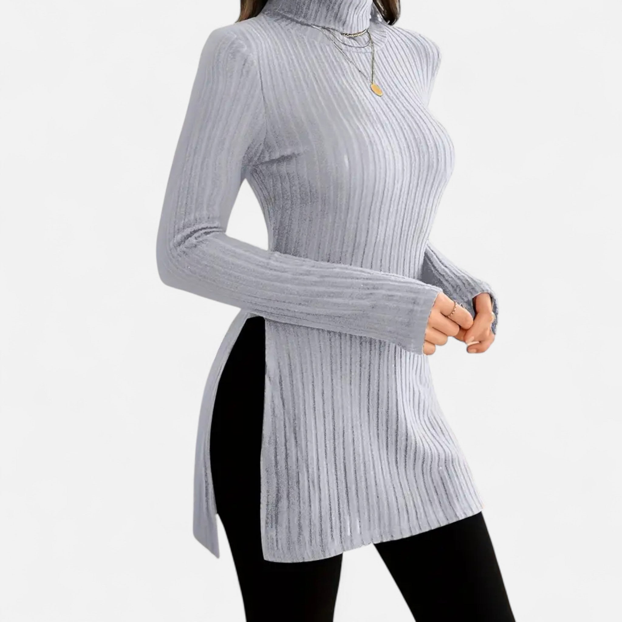 Mireaux Fashion | Women’s Elegant High-Neck Ribbed Sweater