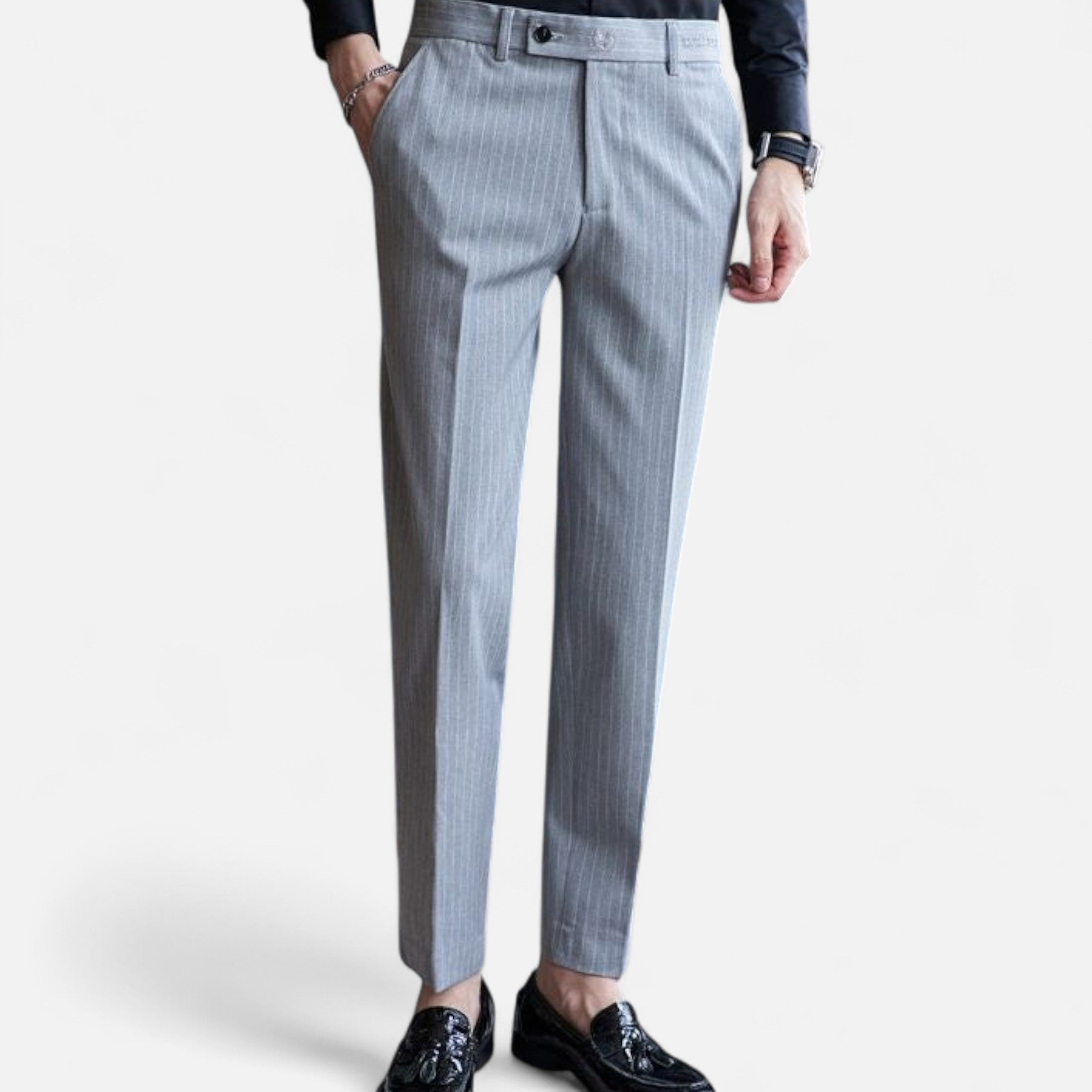 Mireaux Fashion | Men’s Slim Fit Business Striped Trousers