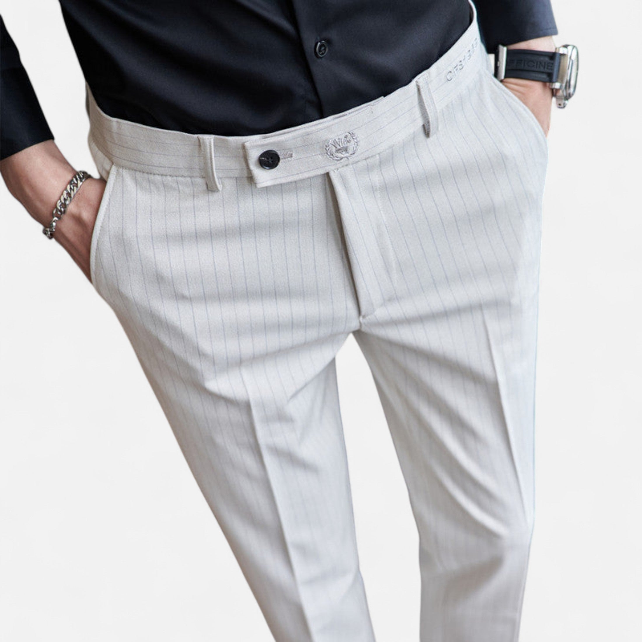 Mireaux Fashion | Men’s Slim Fit Business Striped Trousers