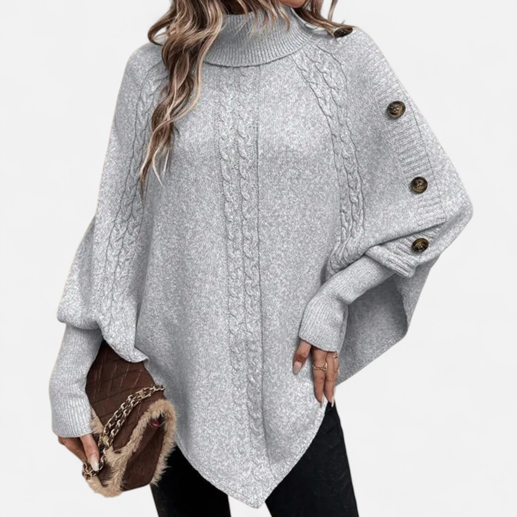 Mireaux Fashion | Women’s High Neck Poncho Sweater