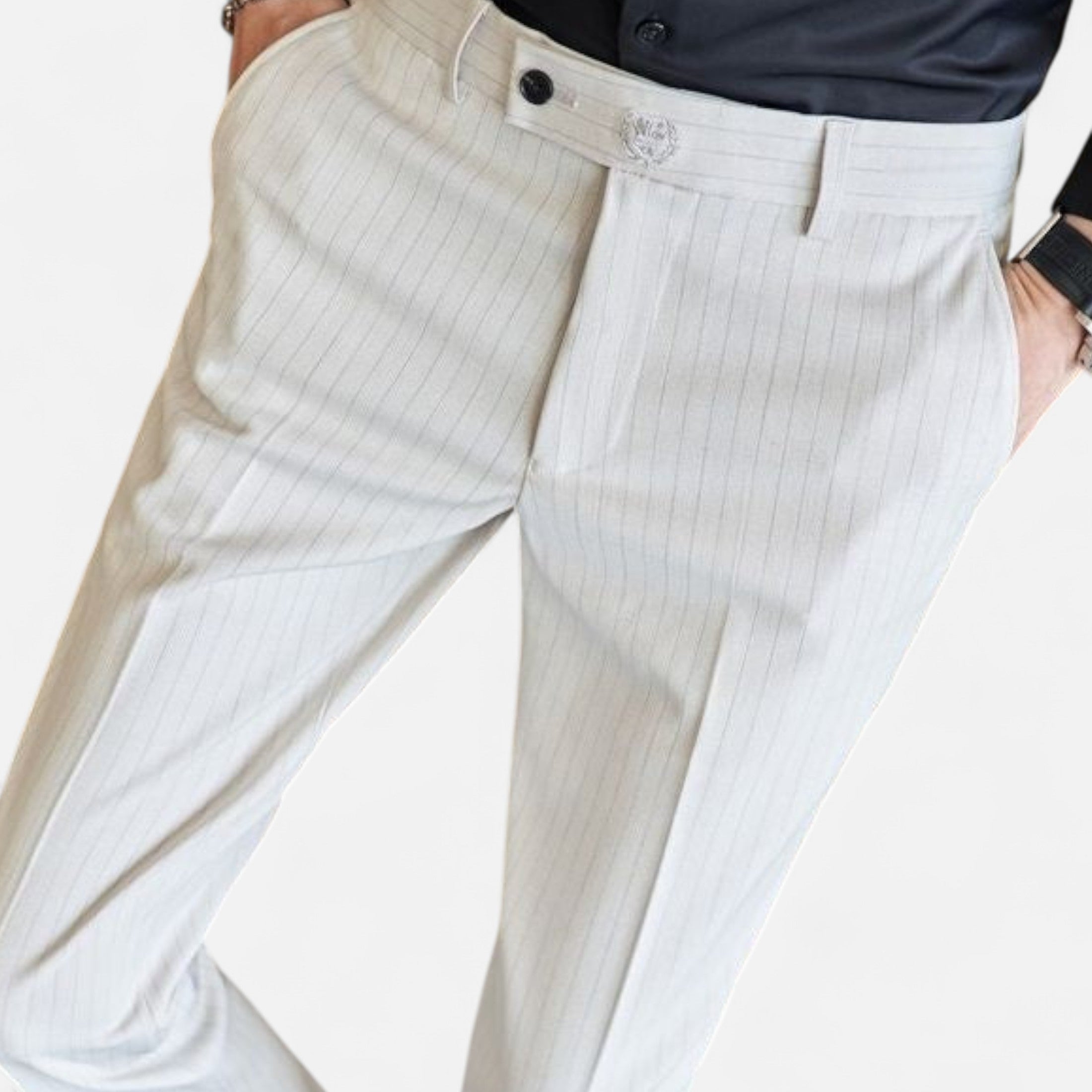 Mireaux Fashion | Men’s Slim Fit Business Striped Trousers