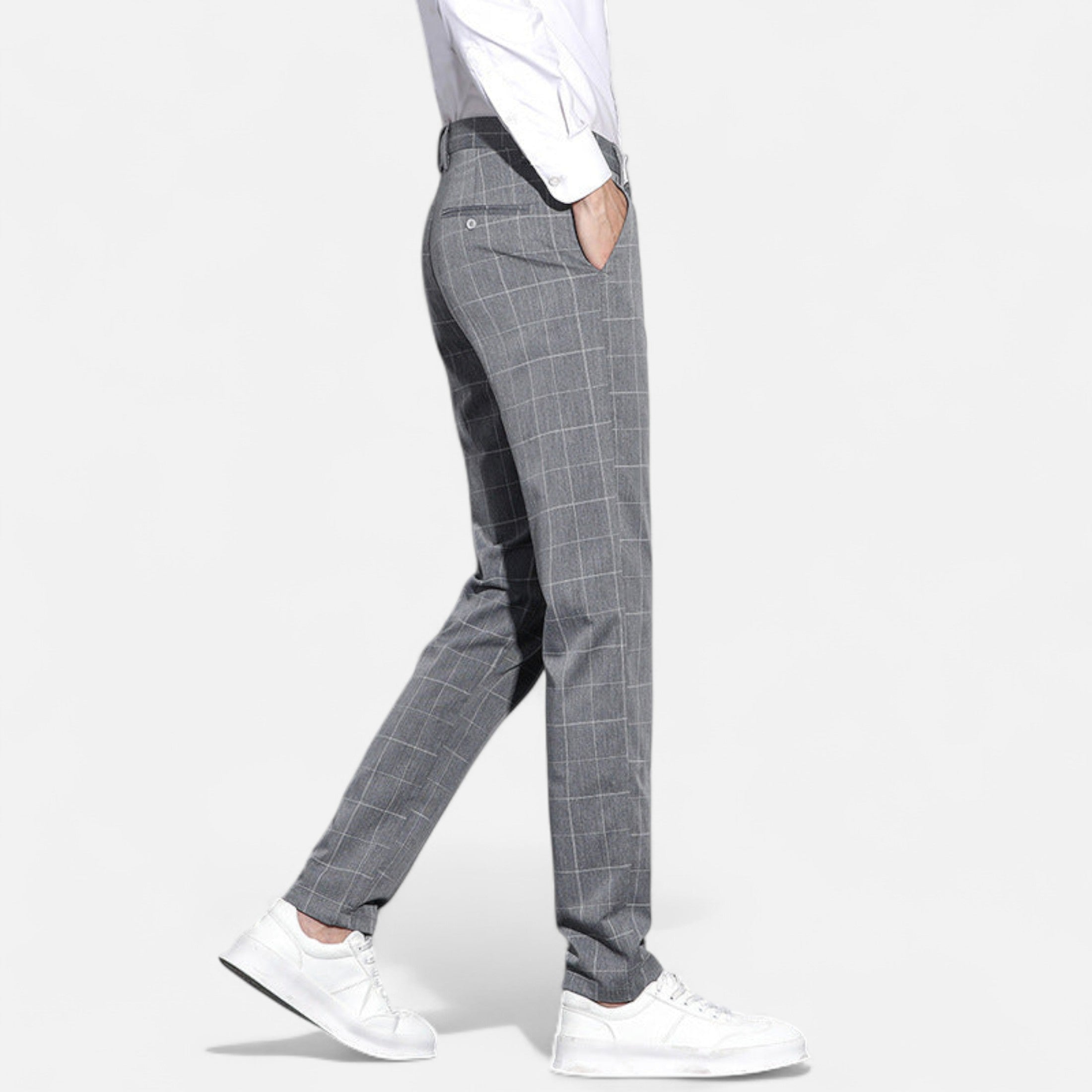 Mireaux Fashion | Men’s Elegant Plaid Straight-Leg Trousers