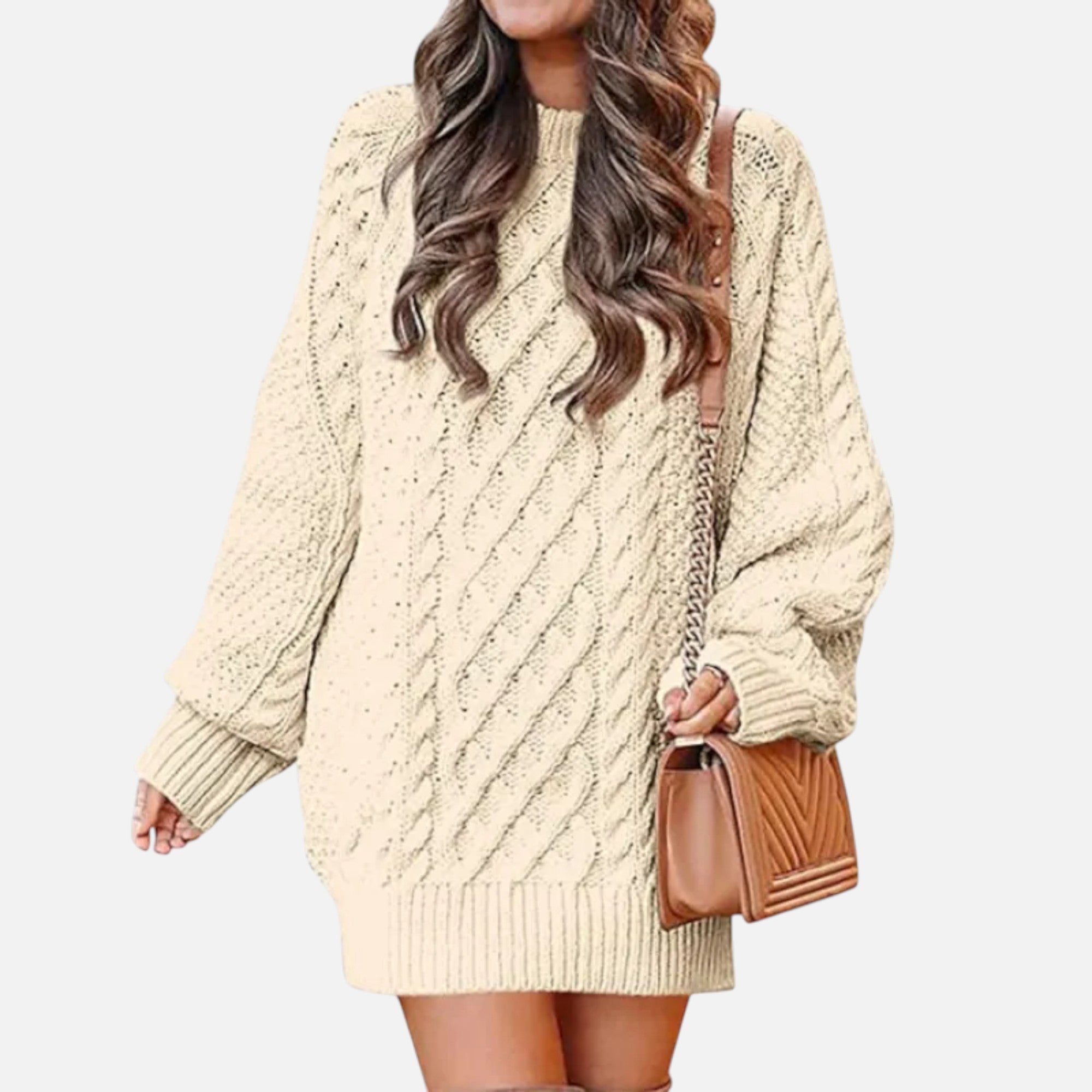 Mireaux Fashion | Women’s Cable Knit Long Sleeve Dress