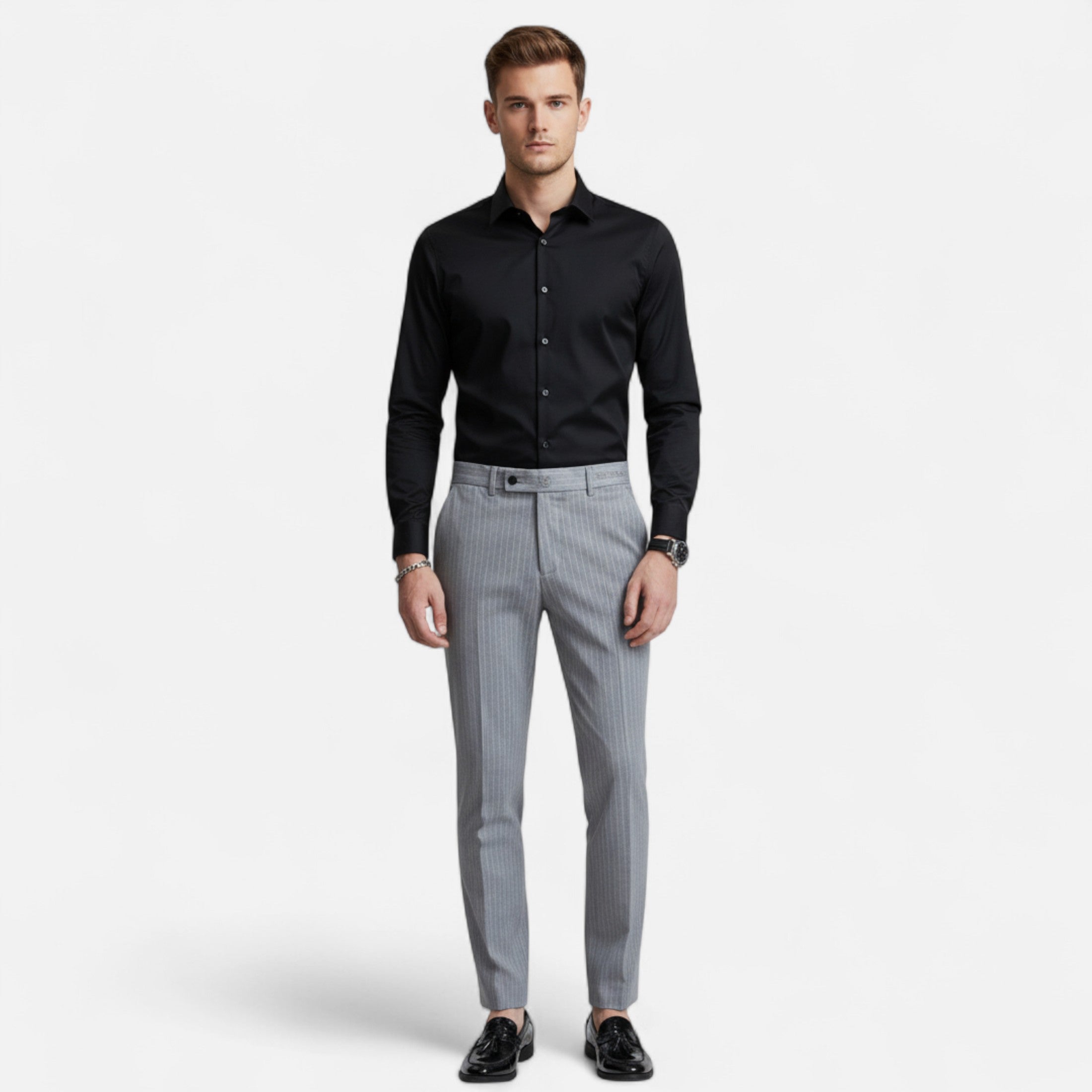 Mireaux Fashion | Men’s Slim Fit Business Striped Trousers