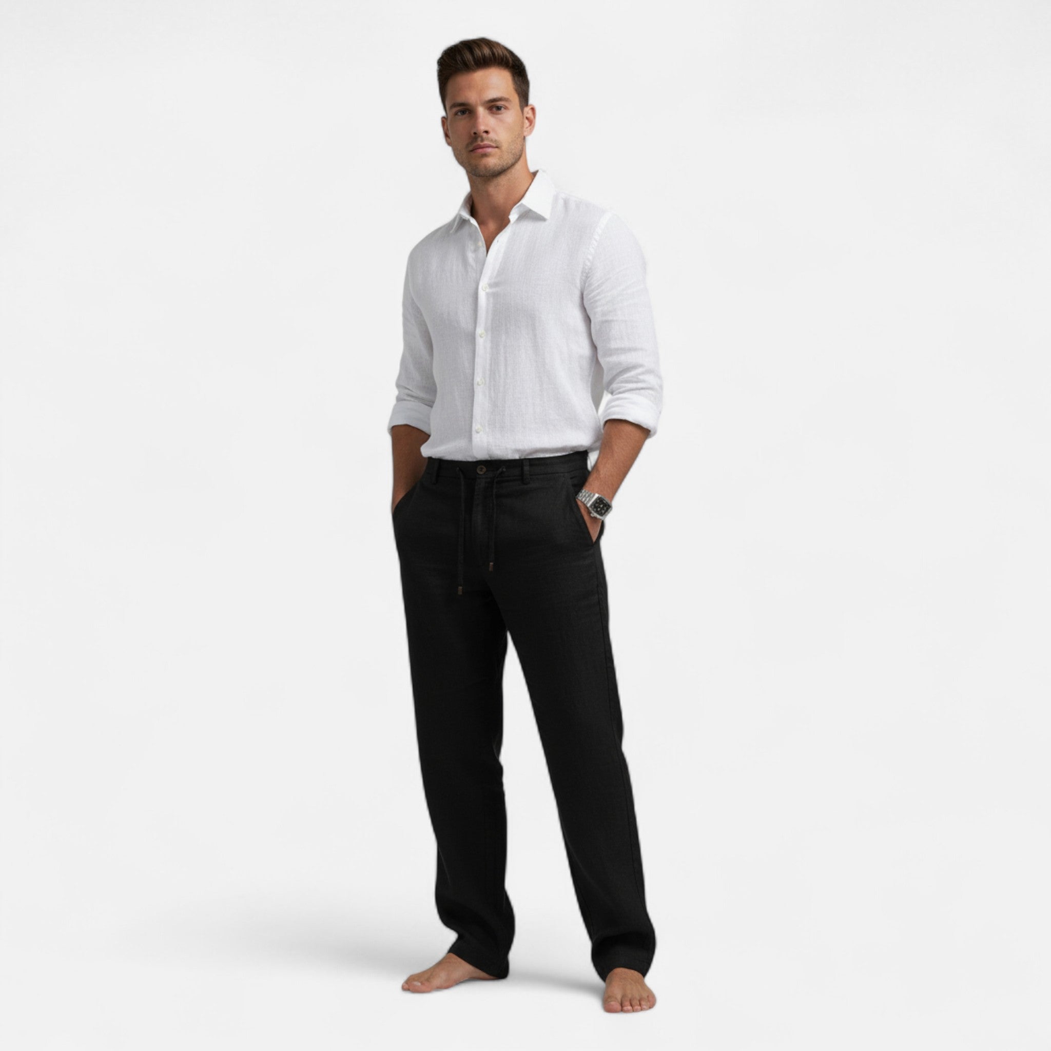 Mireaux Fashion | Men’s Straight Fit Linen Trousers