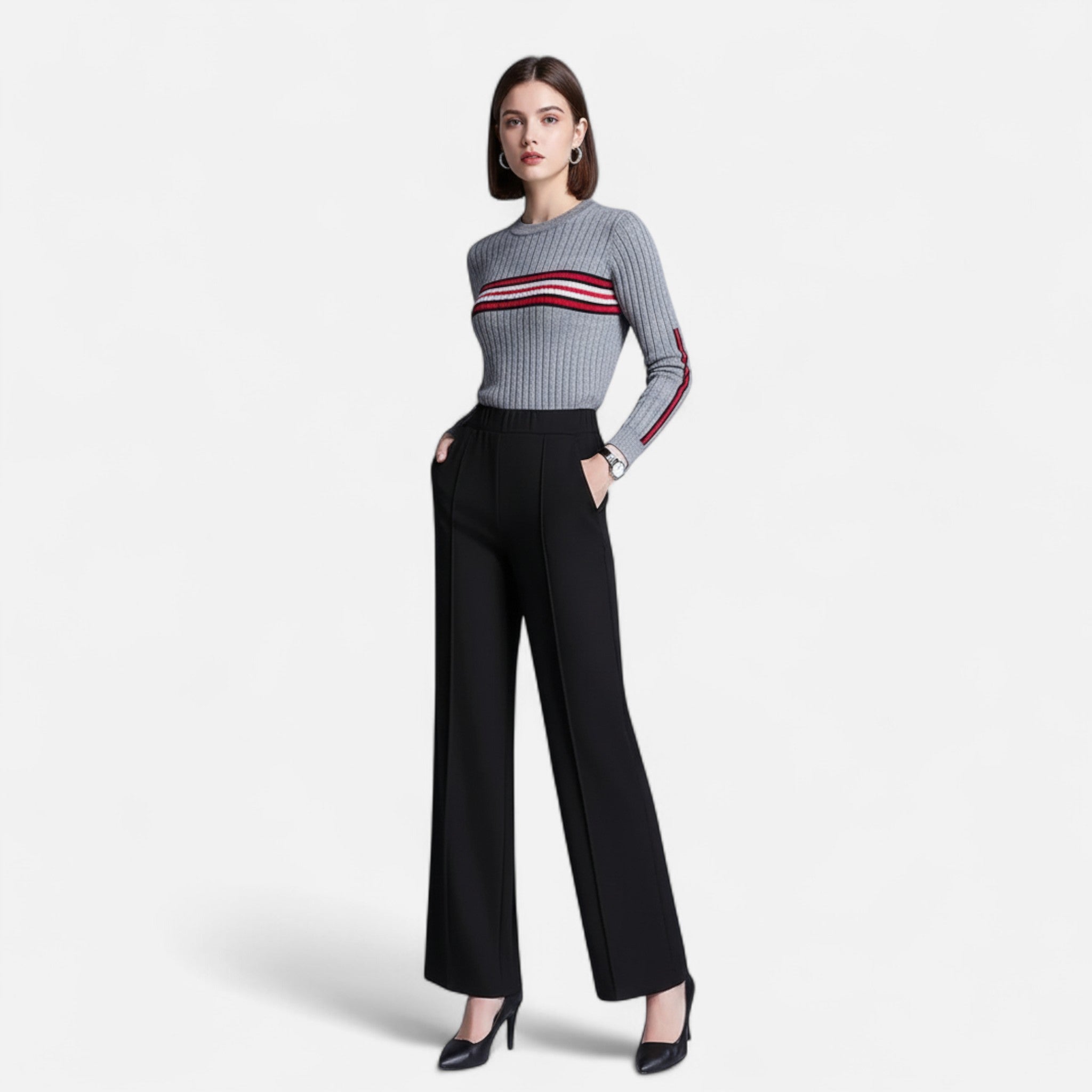 Mireaux Fashion | Women’s Wide Leg Slim Fit Trousers