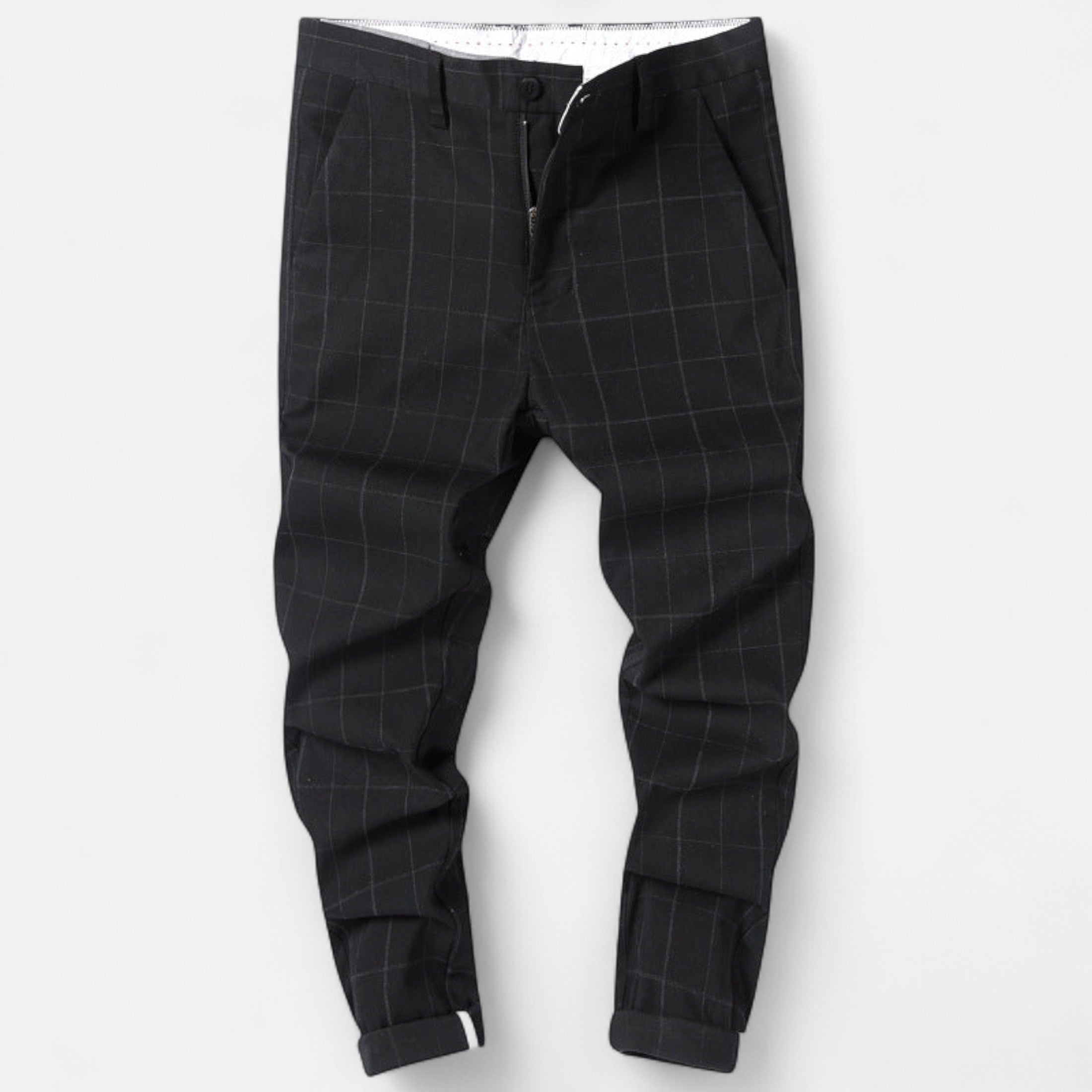 Mireaux Fashion | Men’s Elegant Plaid Straight-Leg Trousers