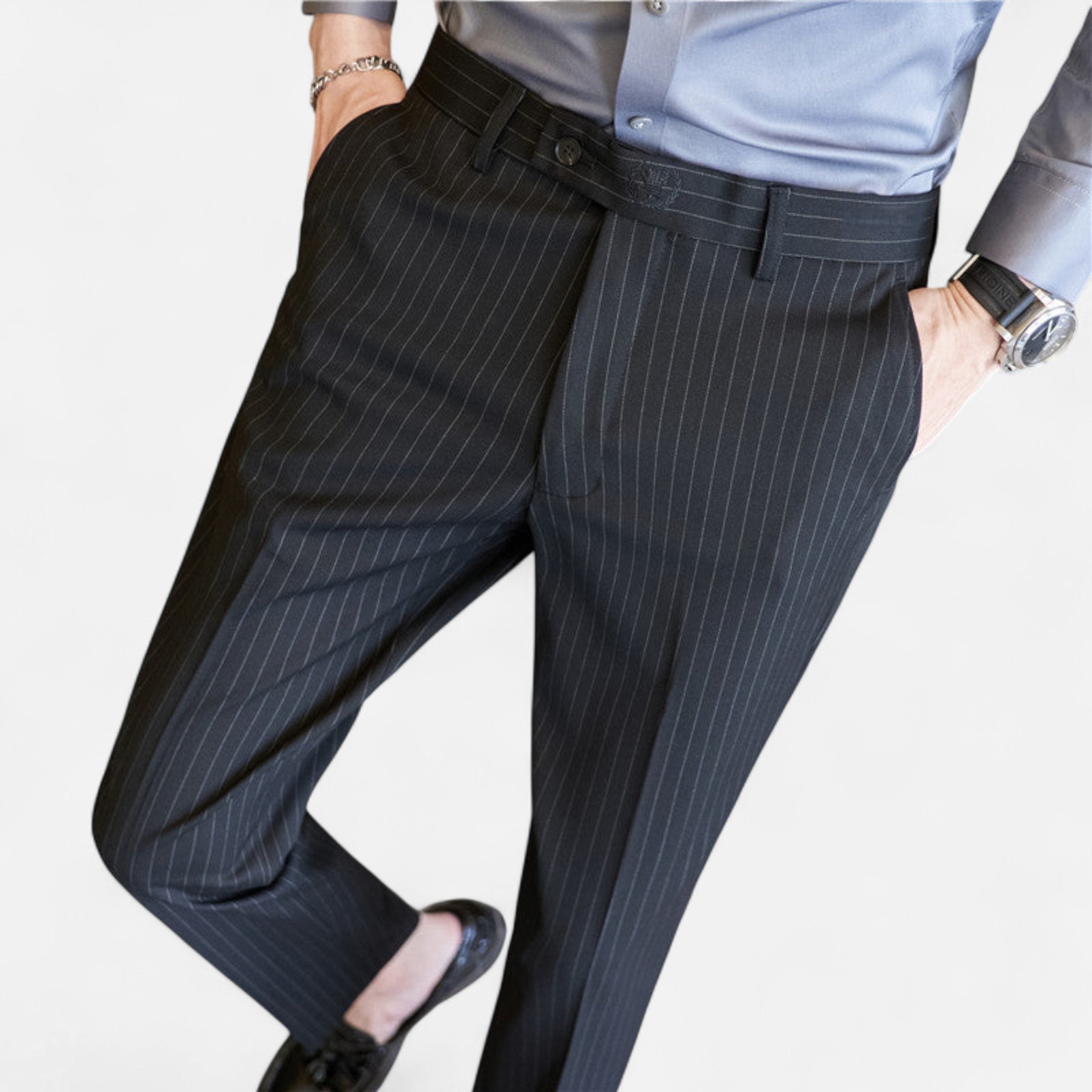 Mireaux Fashion | Men’s Slim Fit Business Striped Trousers
