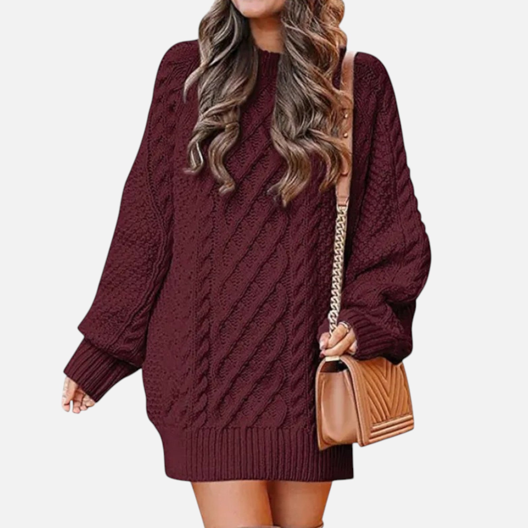 Mireaux Fashion | Women’s Cable Knit Long Sleeve Dress