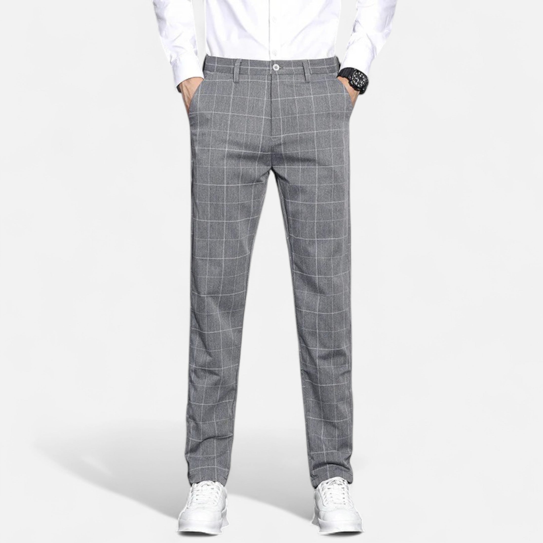 Mireaux Fashion | Men’s Elegant Plaid Straight-Leg Trousers