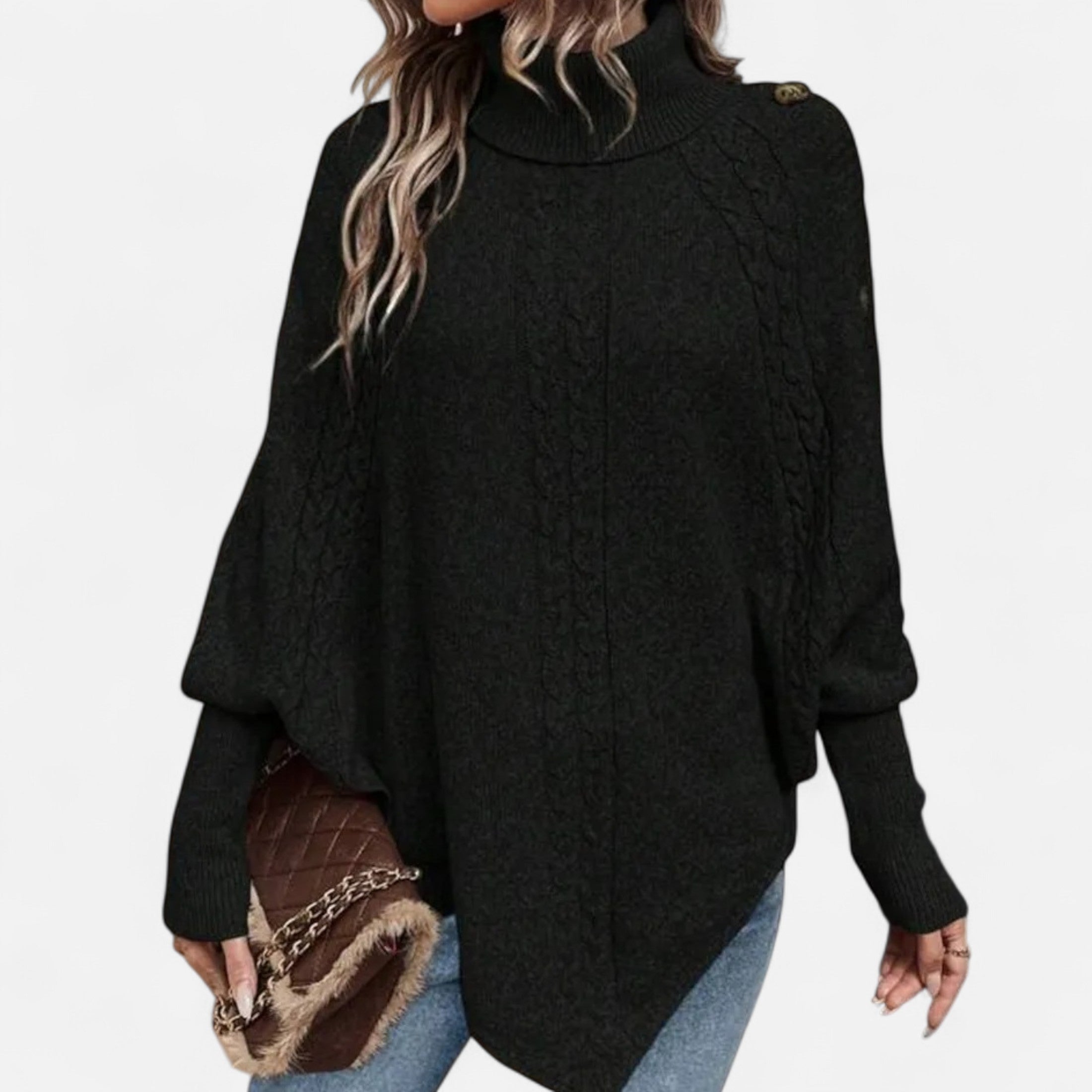Mireaux Fashion | Women’s High Neck Poncho Sweater