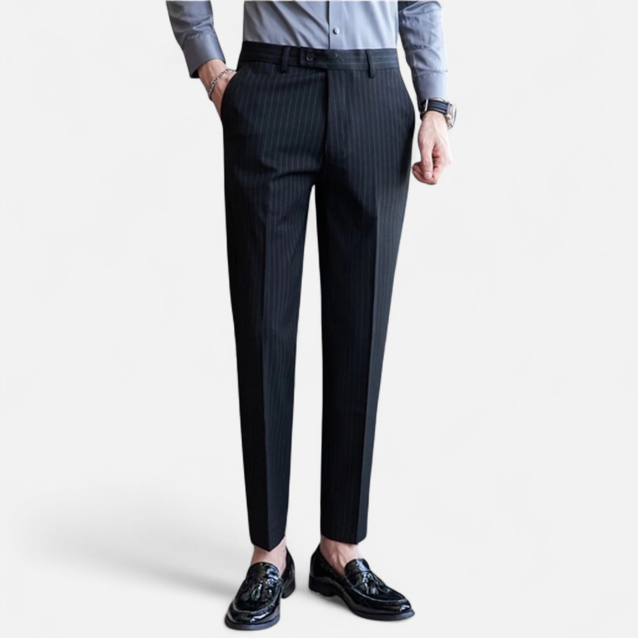 Mireaux Fashion | Men’s Slim Fit Business Striped Trousers